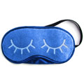Blaue Schlafmaske mit gezeichneten geschlossenen Augen auf weißem Hintergrund
