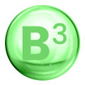 Hellgrüne Blase mit ”B3” Beschriftung für Vitamin B3 auf weißem Hintergrund Hellgrüne Blase mit ”B3” Beschriftung für Vitamin B3 auf weißem Hintergrund