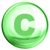 Hellgrüne Blase mit der Aufschrift 'C' für Vitamin C Hellgrüne Blase mit der Aufschrift 'C' für Vitamin C