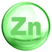Hellgrüne Blase mit der dunkelgrünen Aufschrift 'Zn' für Zink Hellgrüne Blase mit der dunkelgrünen Aufschrift 'Zn' für Zink