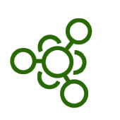 Grüne Kreise mit Linien verbunden auf weißem Hintergrund Grüne Kreise mit Linien verbunden auf weißem Hintergrund