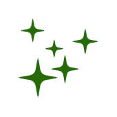 Darstellung von fünf grünen Sternen auf weißem Hintergrund Darstellung von fünf grünen Sternen auf weißem Hintergrund