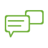 Zwei hell grüne Textblasen hintereinander in der vordern sind Textlinien eingezeichnet Zwei hell grüne Textblasen hintereinander in der vordern sind Textlinien eingezeichnet