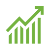 Piktogramm eines linearen grünen Graphs der ansteigt Piktogramm eines linearen grünen Graphs der ansteigt