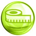 Grüne Blase mit einem grün gezeichneten Maßband in der Mitte