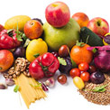 Obst, Gemüse und Nudeln Obst, Gemüse und Nudeln