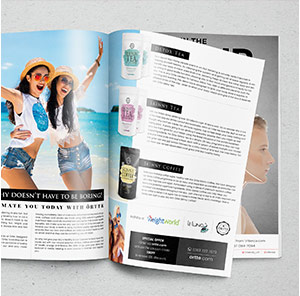Lifestyle Magazin in dem verschiedene Örtte Produkte abgebildet sind Lifestyle Magazin in dem verschiedene Örtte Produkte abgebildet sind