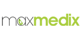 maxmedix Logo in grauer und grüner Schrift auf weißem Hintergrund