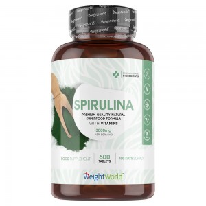 WeightWorld Bio Spirulina Tabletten Produktverpackung mit Farbklecksen