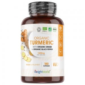 Bio-Kurkuma mit schwarzem Pfeffer und Ingwer