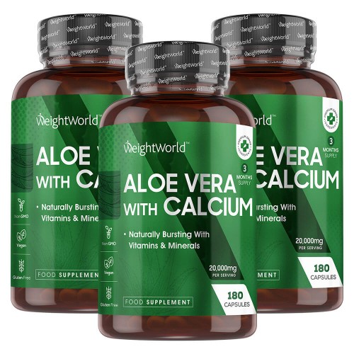 Aloe Vera mit Kalzium - Natürliche körperunterstützende Kapseln - SlimCenter - 540 Kapseln - 3er Pack