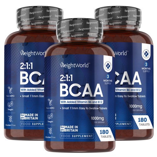 BCAA Kapseln - Aminosäuren für den Muskelaufbau - 180 Tabletten - 3er Pack