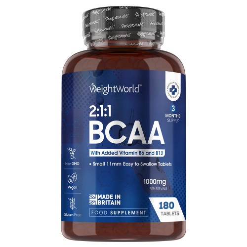 BCAA mit B6  & B12 - 1000 mg, 180 Tabletten - Essentielle Aminosäuren für den Muskelaufbau