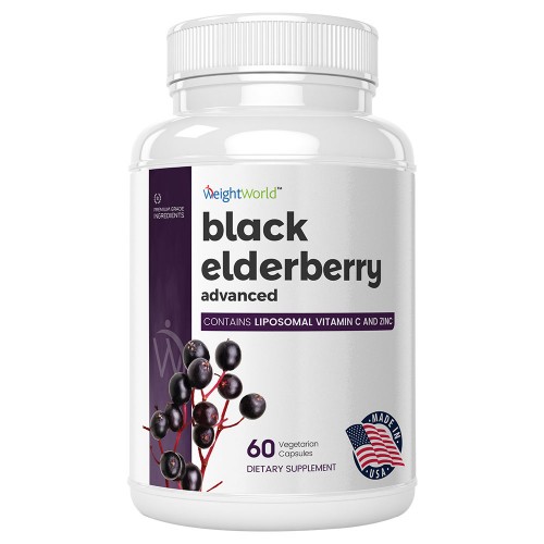 Black Elderberry Kapseln - 60 Stk. - 500mg Holunder Extrakt mit vitamin c und zink