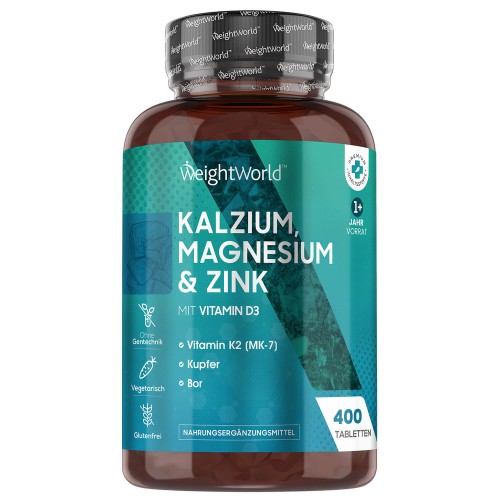 Magnesium Calcium Vitamin D3 mit Zink - 400 Tabletten - Natürliche Ergänzung des Wohlbefindens