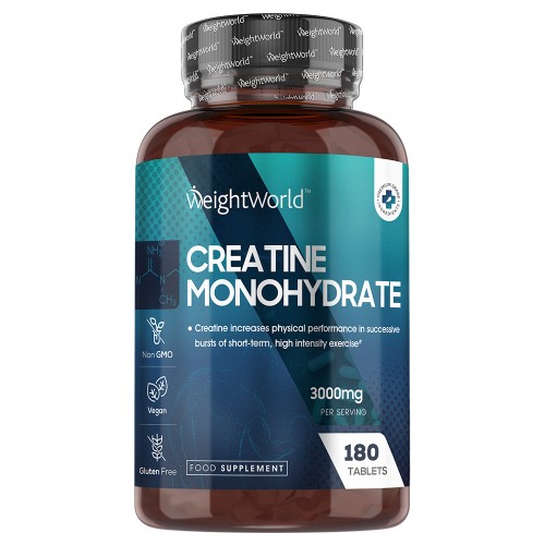 Creatin Monohydrat - 3000 mg 180 Tabletten - Creatin kapseln unterstützen den Muskelaufbau und die Trainingsleistung