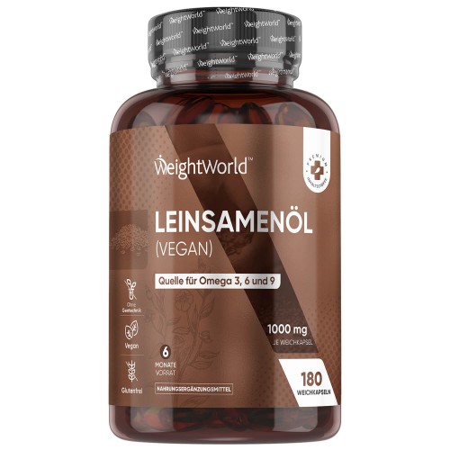 Leinsamen Öl - 180 Softgel - Natürliches Flaxseed Oil mit Omega 3