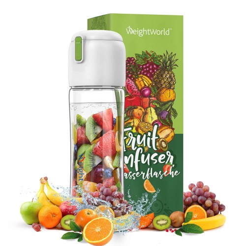 Trinkflasche mit Fruchteinsatz - 650ml Wasserflasche - BPA-frei und Auslaufsicher - Für Sport, Schule & Freizeit - WeightWorld