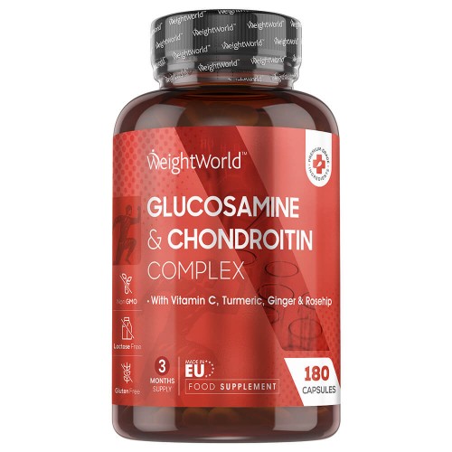 Glucosamin Chondroitin Kapseln 180 St. - 1000mg glucosaminsulfat  Mit Vitamin C, Kurkuma & Ingwer