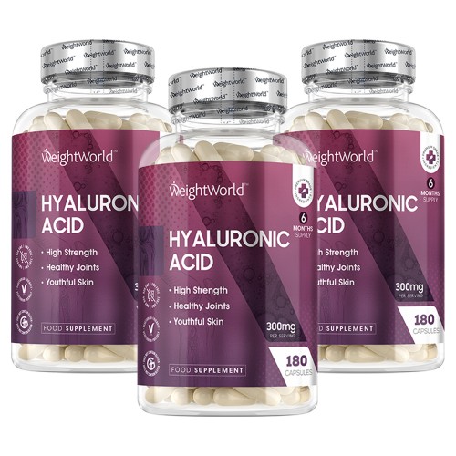Hyaluronsäure Kapseln - 90% Hyaluronsäure für Haut & Gelenke - Bei Alterserscheinungen - 180 Kapseln - 3er Pack