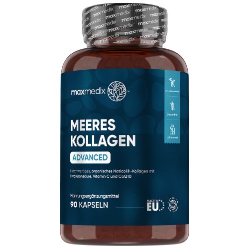 Meereskollagen Kapseln 90 St. Mit Hyaluronsäure, Zinc, Vitamin C & CoQ10 - Hydrolyzed Marine Collagen Für die Haut, Haaren, Nägeln, Knochen & Gelenken