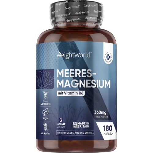 Mehr Energie, mehr Kraft und Entspannung mit Magnesium und Vitamin B6  180 Kapseln - 360 mg - Vorrat für 3 Monate  Online bestellen