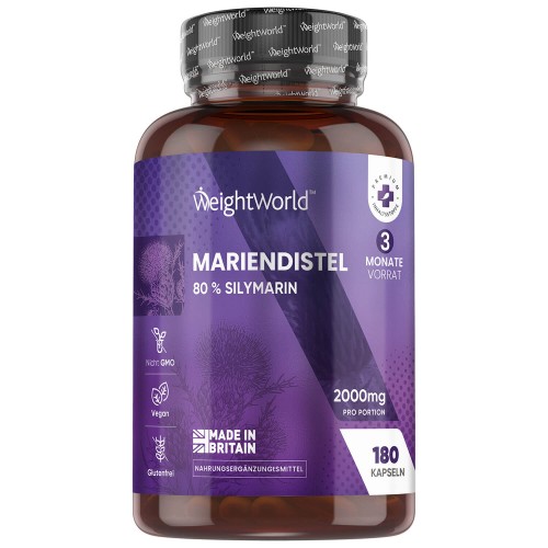 Mariendistel 2.000 mg, 180 Kapseln - Ideal für Leber und Verdauung  WeightWorld