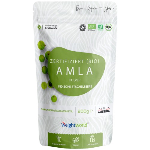 Bio Amla Pulver 200g - Mit Vitamin C - Kräuterpulver zum Entgiften - Nahrungsergänzungsmittel für das Wohlbefinden, Haut & Haare.