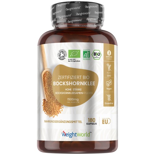 Bockshornklee Kapseln - 1500mg - 180 Kapseln - 100% Bio- Für ein effektives Gewichtsmanagement