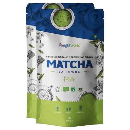 Matcha Tee - Japanisches Premium Bio Matcha Tee Pulver von WeightWorld - 100g Beutel - 2er Pack