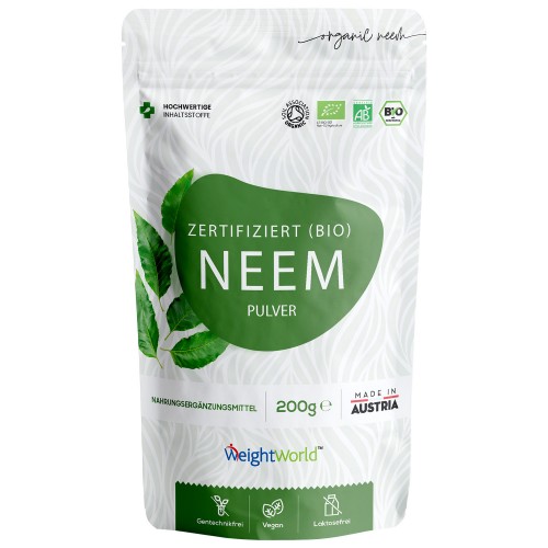 Bio Neem Pulver - 200g - Kräuterpulver zum Entgiften - Nahrungsergänzungsmittel für das Wohlbefinden, Haut & Haare.