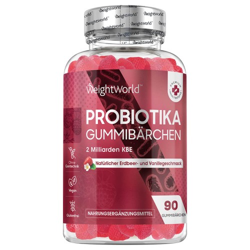 Kaufen Sie probiotische Gummibärchen – 2 Milliarden CFU 90 Gummibärchen – Erdbeer-Vanille-Geschmack – ideal für den Darm