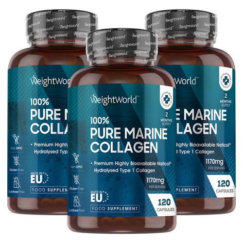 Marine Collagen Kapseln - Mit natürlichem Meereskollagen für gesunde Haut & Gelenken 90 Kapseln - 15% sparen - 3er Pack