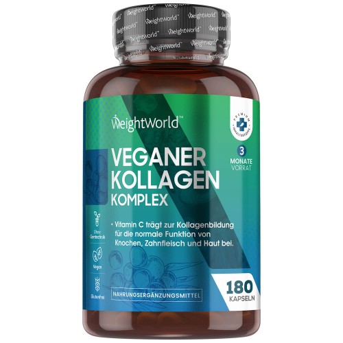 Vegane Kollagen Kapseln - 500mg 180 St. - 6 Monatspackung - Veganes Kollagen für Haut, Knochen und Gelenke