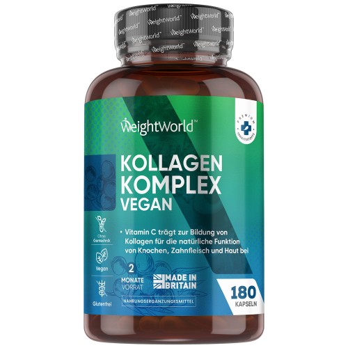 Veganer Kollagen Komplex  - 500mg 180 St. - 6 3 Monatspackung - Veganes Kollagen für die Haut, Knochen und Gelenke