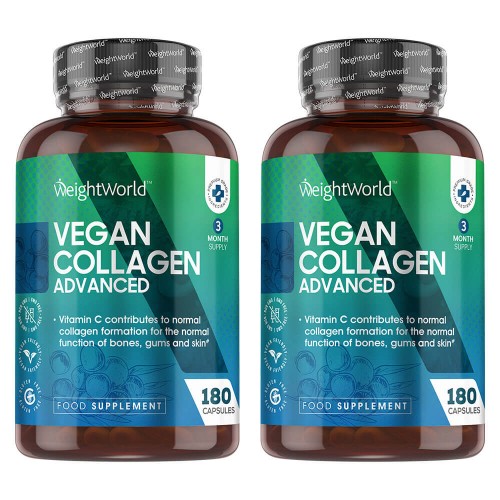 Vegan Collagen Advanced - Kollagen Boosting Formel - 500mg 180 Kapseln - Für Haut, Knochen & Gelenke - 2er Pack