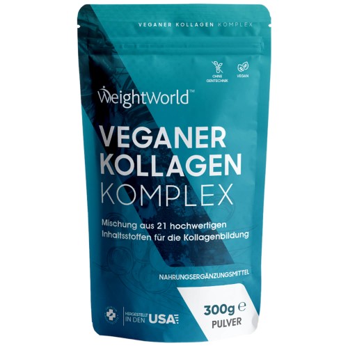 Veganes Kollagen Pulver - 300g - Collagen Pulver Komplex für Haut, Knochen, Haare und Nägel - Mit Hyaluron, MSM und Vitamin C sowie 18 Aminosäuren