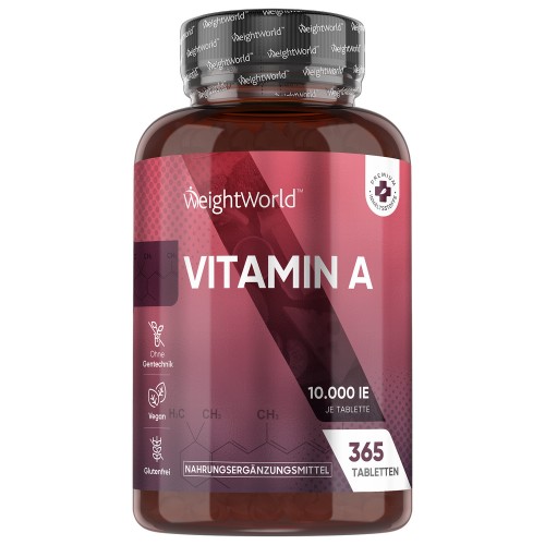 Vitamin A - 10.000IU 365 Kapseln - 1 Jahresvorrat - Vegan Friendly - WeightWorld