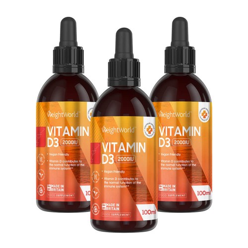 Vitamin D3 Nahrungsergänzung - Flüssiges Vitamin D3 - Mit 2000 IE - Nahrungsergänzung für Gesundheit & Wohlbefinden - Für gesunde Knochen & Gelenke -