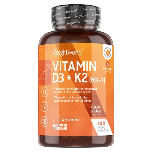 Vitamin D3 + K2 Tabletten | Nahrungsergänzungsmittel zur Erhaltung der Knochen und der normalen Funktion des Immunsystems