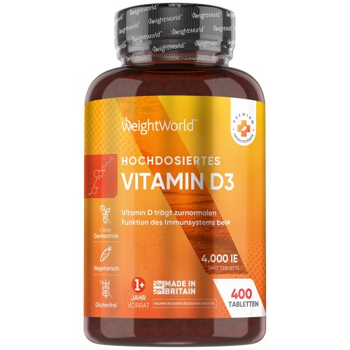 Vitamin D3 Tabletten, 4000 IU - 400 St. - 100% Pure Vitamin D - Zur Unterstützung der Knochen und der Abwehrkräfte