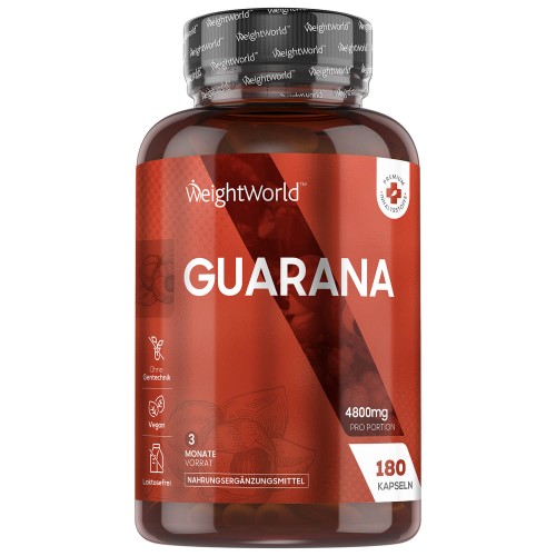 Pure Guarana Kapseln - Energetisierende Amazonas Frucht Nahrungsergänzung - 4800mg in 180 Kapseln