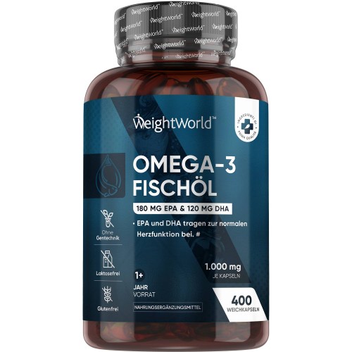 Omega-3  400 Weichkapseln mit 1.000 mg Omega-3 Fischöl  Online bestellen