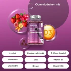 Myo & D-Chiro Inositol Gummibärchen mit Inositol, d chiro inositol, Cranberry-Extrakt und Vitaminen B6, B9, B12, D3 sowie Zink & Chrom.