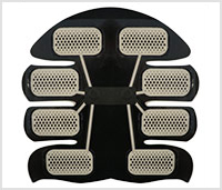 Die Abs Stimulator Pads von der Rückseite auf weißem Hintergrund Die Abs Stimulator Pads von der Rückseite auf weißem Hintergrund