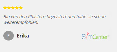 SlimCenter fünf Sterne Kundenbewertung zu Abnehmpflastern von Erika