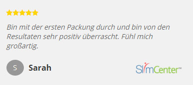 SlimCenter fünf Sterne Kundenbewertung zu Abnehmpflastern von Sarah